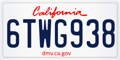 CA license plate 6TWG938
