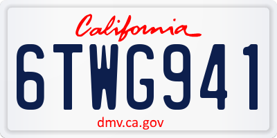 CA license plate 6TWG941