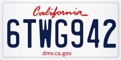 CA license plate 6TWG942