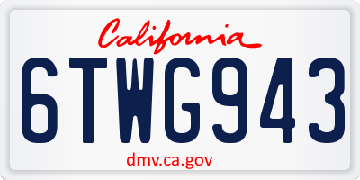 CA license plate 6TWG943