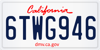 CA license plate 6TWG946