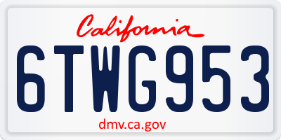 CA license plate 6TWG953