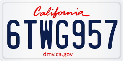 CA license plate 6TWG957