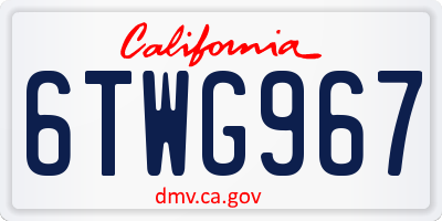CA license plate 6TWG967