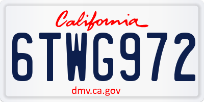 CA license plate 6TWG972
