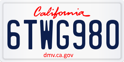 CA license plate 6TWG980