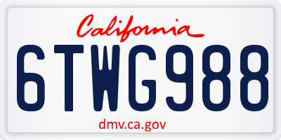 CA license plate 6TWG988