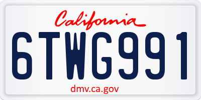 CA license plate 6TWG991