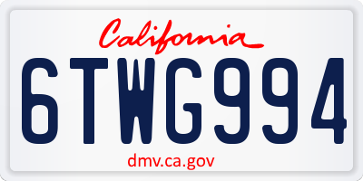 CA license plate 6TWG994