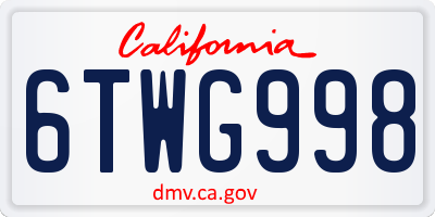 CA license plate 6TWG998