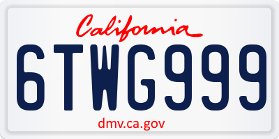 CA license plate 6TWG999