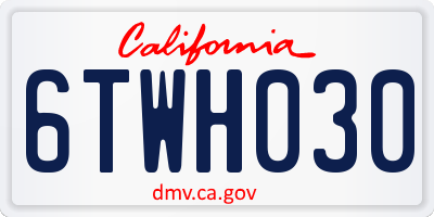 CA license plate 6TWH030