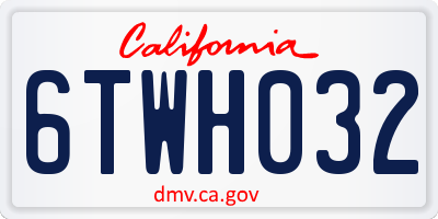 CA license plate 6TWH032