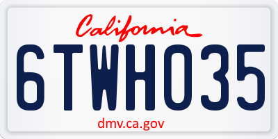 CA license plate 6TWH035