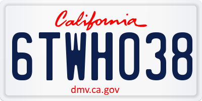 CA license plate 6TWH038