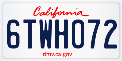 CA license plate 6TWH072