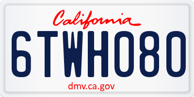 CA license plate 6TWH080