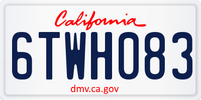 CA license plate 6TWH083