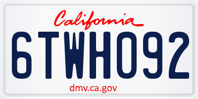 CA license plate 6TWH092