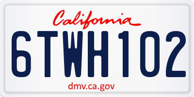 CA license plate 6TWH102