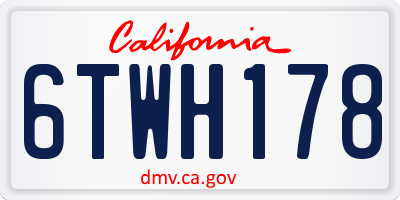 CA license plate 6TWH178