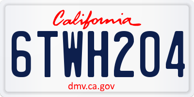 CA license plate 6TWH204