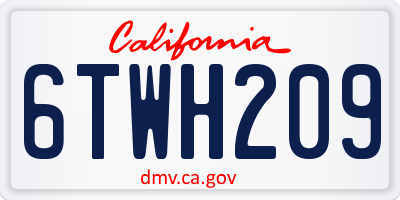 CA license plate 6TWH209