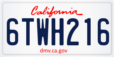 CA license plate 6TWH216