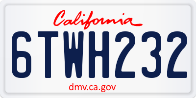 CA license plate 6TWH232