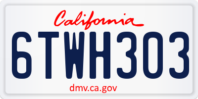 CA license plate 6TWH303