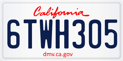 CA license plate 6TWH305