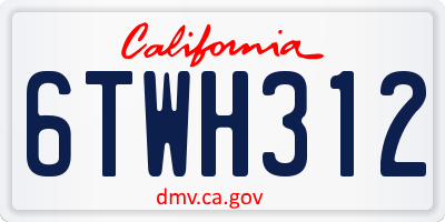 CA license plate 6TWH312