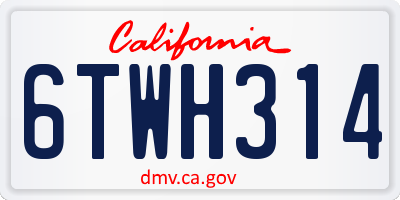 CA license plate 6TWH314