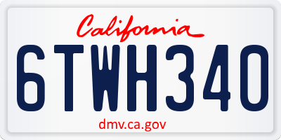 CA license plate 6TWH340