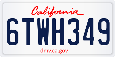 CA license plate 6TWH349
