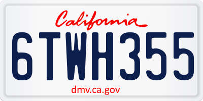 CA license plate 6TWH355