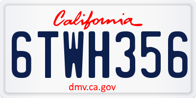 CA license plate 6TWH356