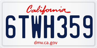 CA license plate 6TWH359