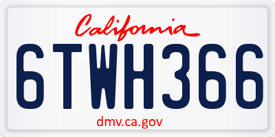 CA license plate 6TWH366