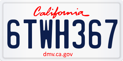 CA license plate 6TWH367