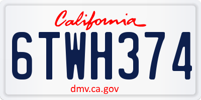 CA license plate 6TWH374