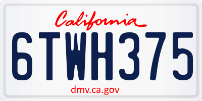 CA license plate 6TWH375