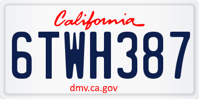 CA license plate 6TWH387