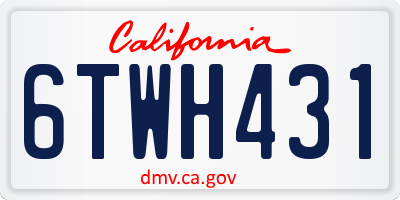 CA license plate 6TWH431