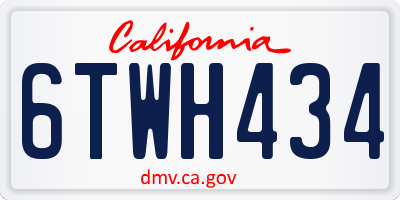 CA license plate 6TWH434