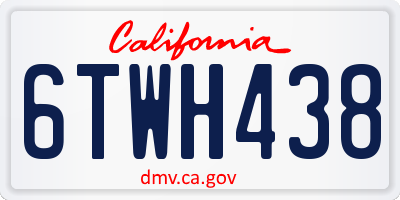 CA license plate 6TWH438