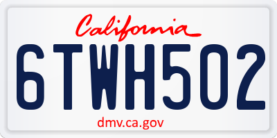 CA license plate 6TWH502