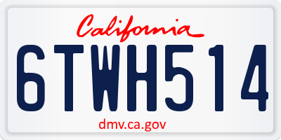 CA license plate 6TWH514