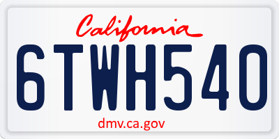CA license plate 6TWH540