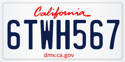 CA license plate 6TWH567